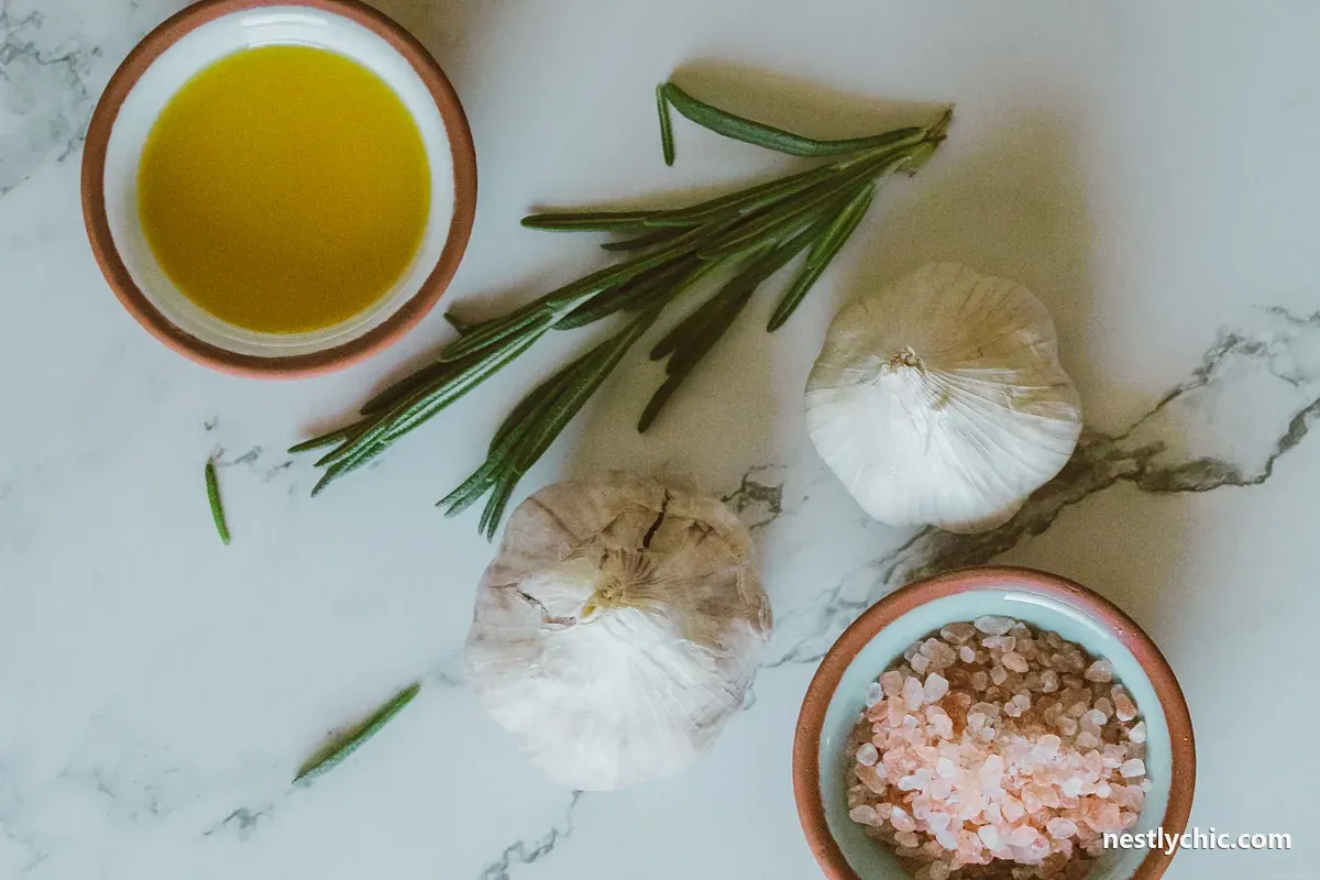 Olive oil, garlic, rosemary and salt, the core pantry seasonings