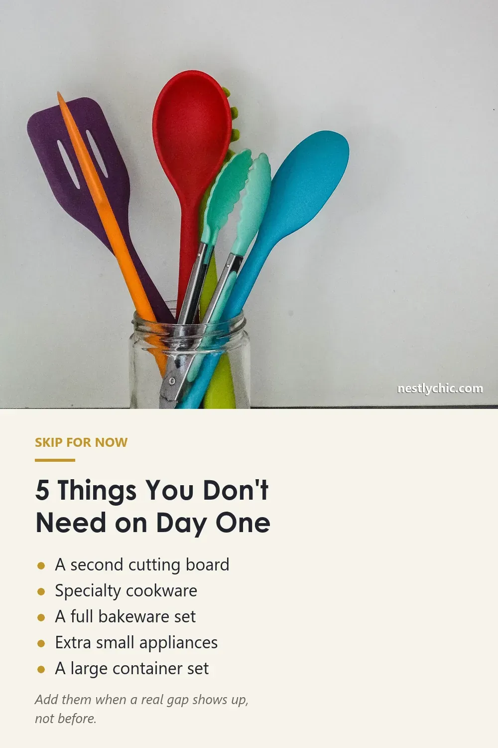 Five kitchen items you can skip when setting up a first kitchen