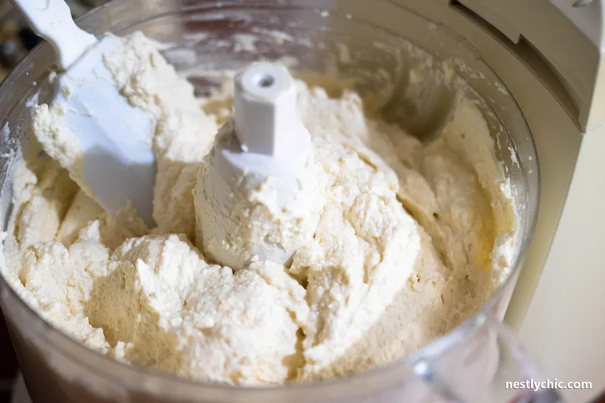 Food processor mixing batter