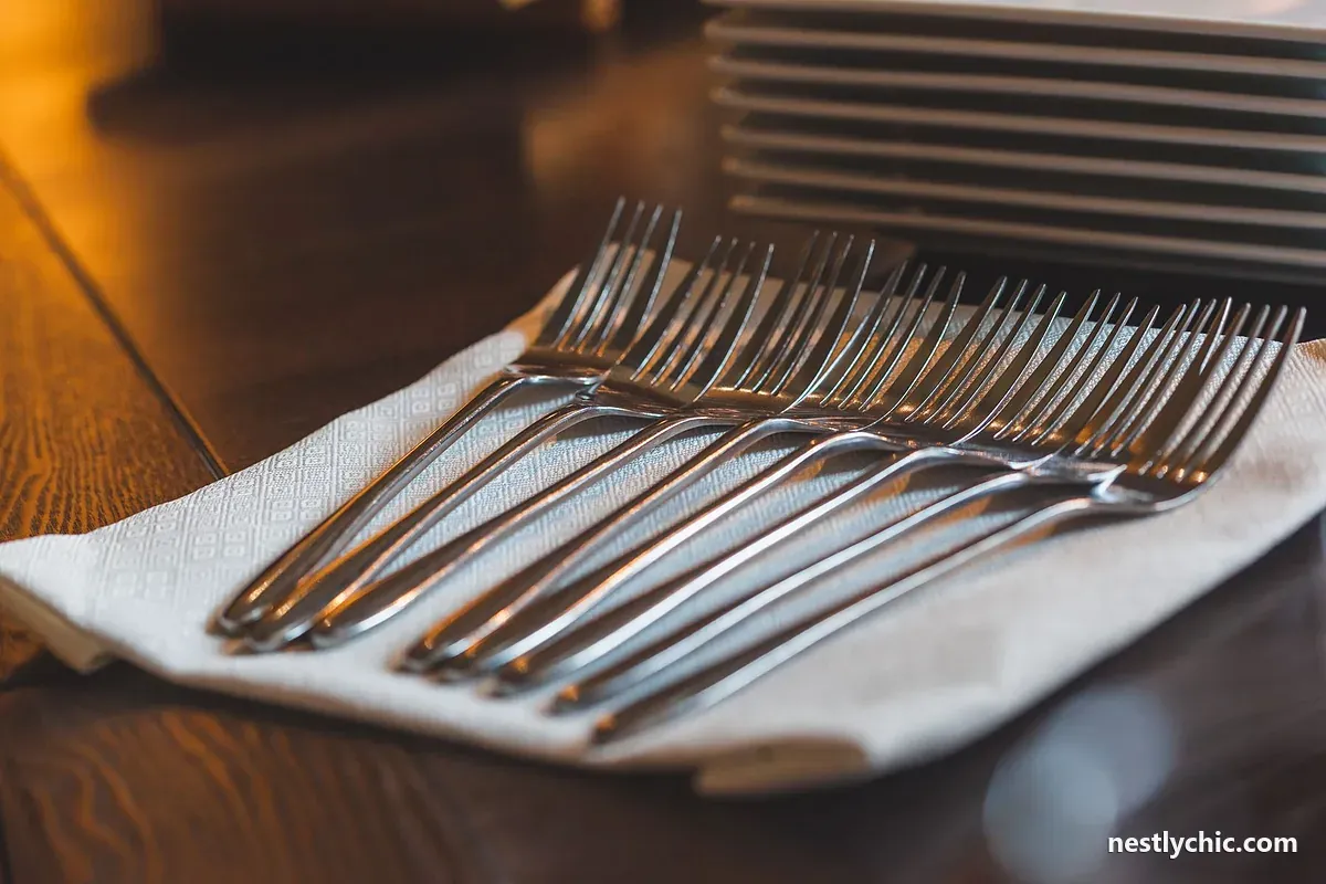 Forks resting on a napkin