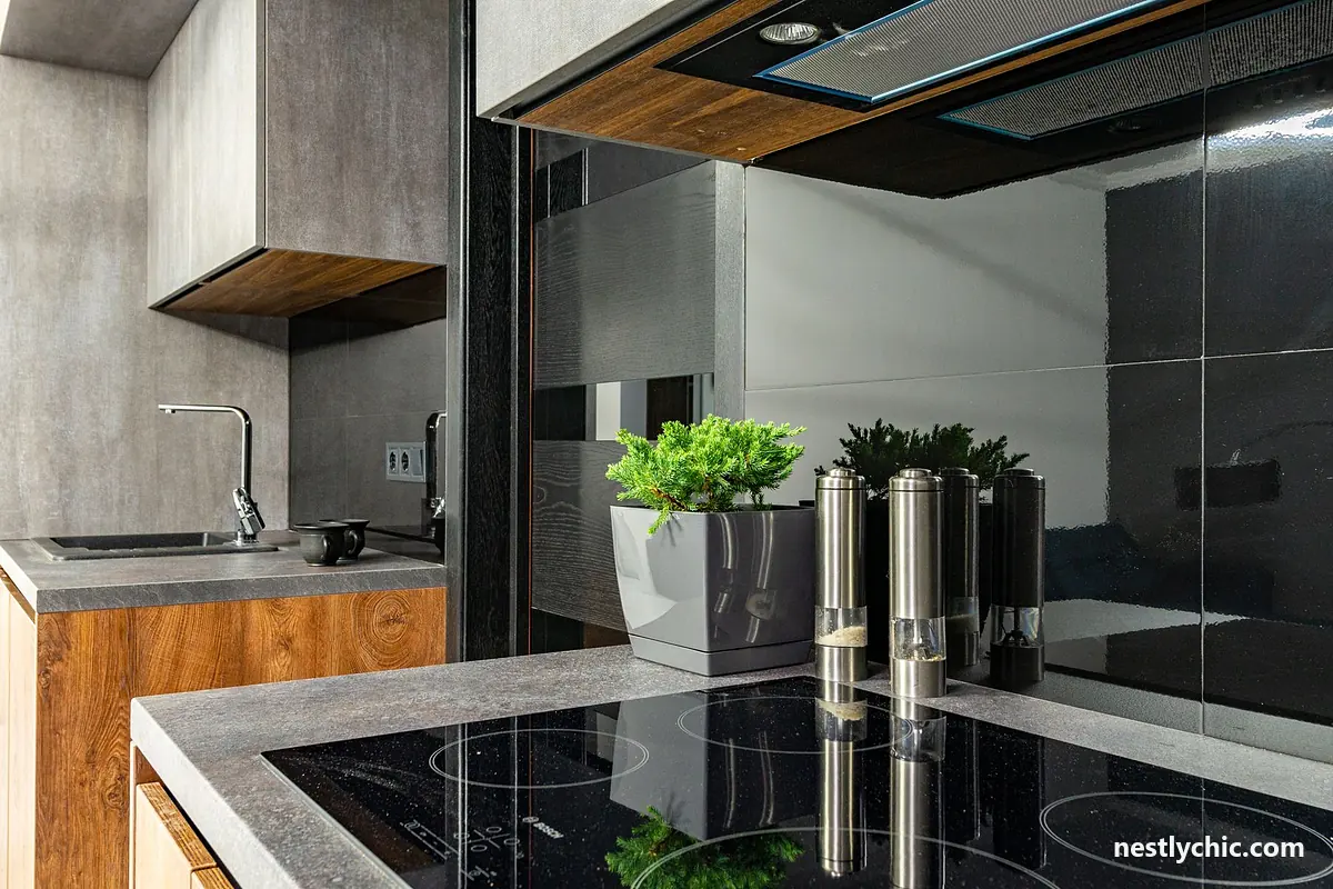 Modern kitchen with an induction cooktop