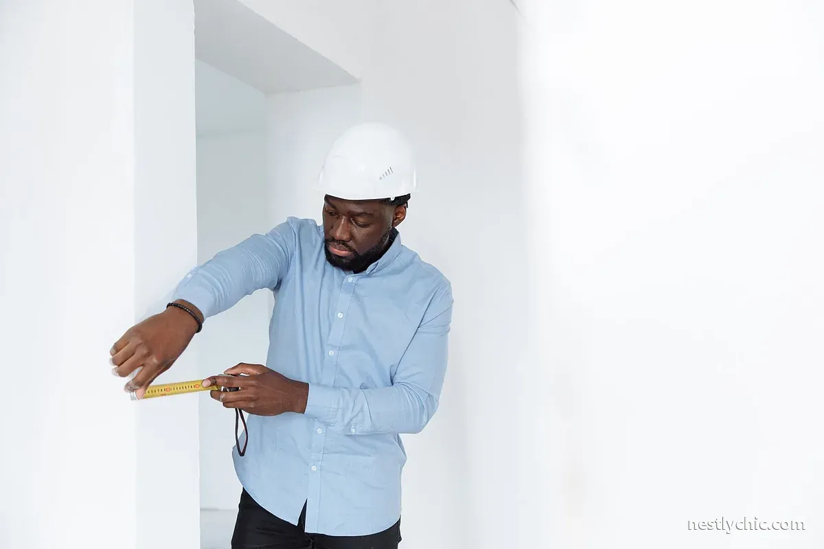Measuring a wall with a tape measure