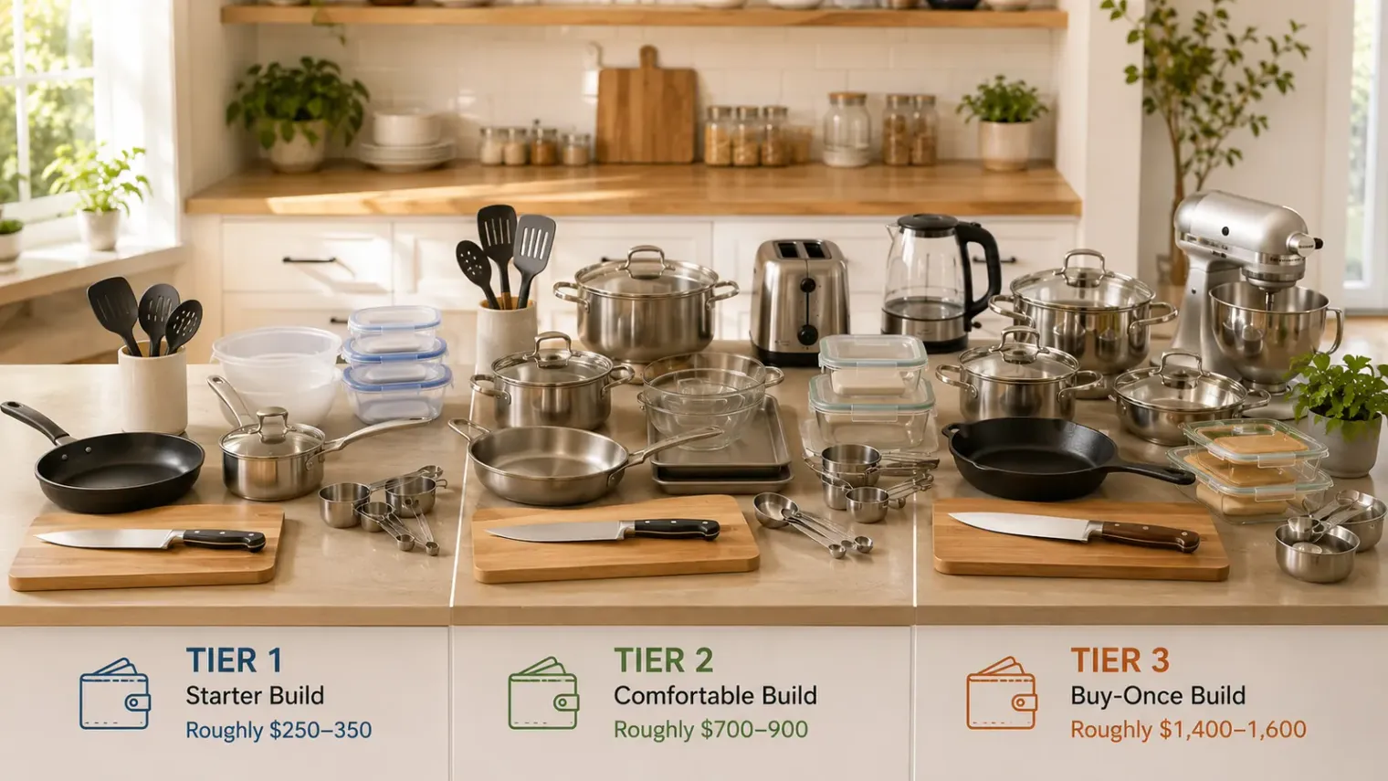 Kitchen Essentials by Budget: Three Price Tiers